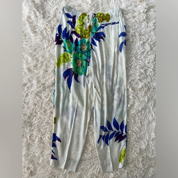 Etro floral print silk viscose blend high rise pockets white size 46/L/10 - Picture 11 of 11